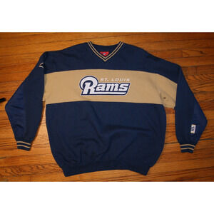 Vintage 90s St. Louis Rams Sweatshirt XL NFL Navy Blue Gold Vented NFL Spell Out
